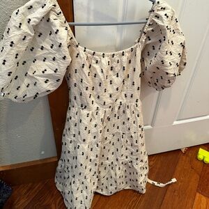 Sim & Sam Cream and Black Polka Dot Dress